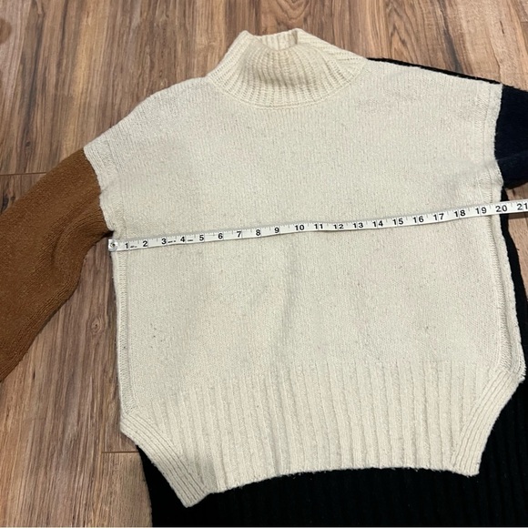 FRAME Color Blocked Sweater Turtleneck Pullover Wool Silk Cashmere - Picture 8 of 13